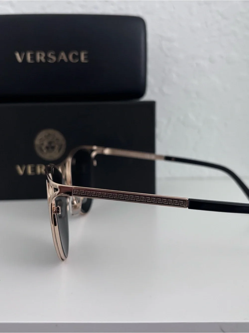 Versace Women's  Gold Frame Sunglasses with Dark Green Lenses